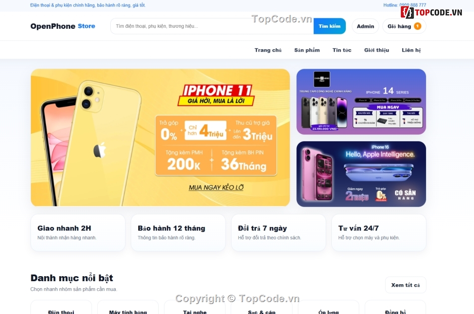 php thuần,website,web bán điện thoại